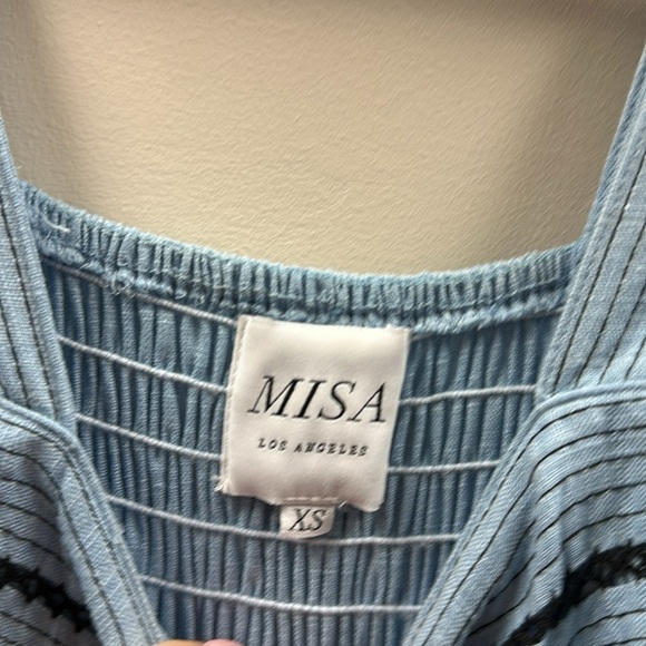 Misa Los Angeles Aurelia Maxi Dress Blue Flowy Tiered Sz XS Cottagecore Preppy - Picture 5 of 11